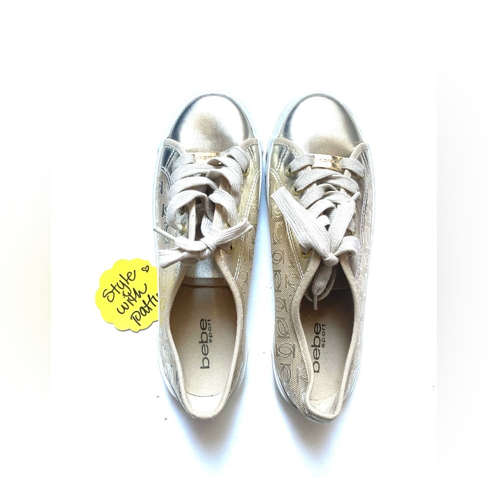 BEBE Sports Gold Sneakers, Lace Up